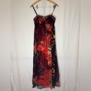 Night Way Collections Red Black Spaghetti Strap Maxi Dress